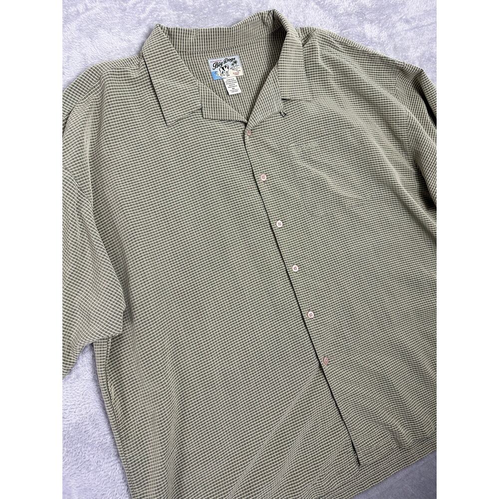 Big Dogs Green Patterned Polynosic Button Up Camp Collar Shirt 4XL Summer Big